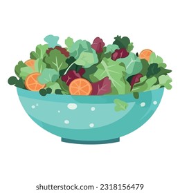 Fresh vegetarian salad bowl with lime and herbs icon isolated