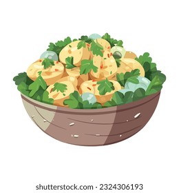 Fresh vegetarian salad with organic ingredients icon isolated