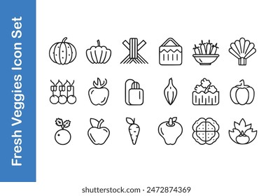 Fresh veggies icon set with vector collections. 