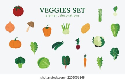 Fresh Veggies illustration collection set