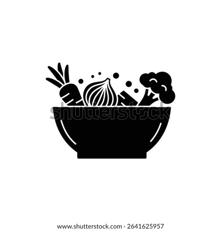 Fresh Veggies Inside Prep Bowl Healthy Meal Preparation Icon