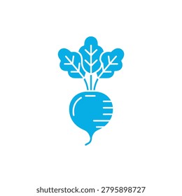 Fresh vibrant blue beetroot with lush green leaves depicted in a cheerful flat design perfect for healthy food and vegetable illustrations