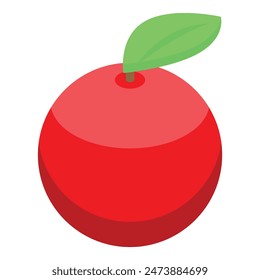 Fresh and vibrant red apple vector illustration with green leaf, symbolizing healthy and nutritious fruit, perfect for vegetarian diet and wholesome lifestyle