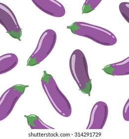 Fresh vibrant ripe eggplants. Vector seamless pattern, eps10. For backgrounds, wallpapers, wrapping paper, textile.