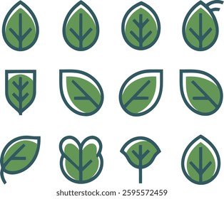 Fresh and vibrant vector illustration of green leaves, perfect for eco-friendly and nature-themed designs. Ideal for logos, branding, and sustainability projects