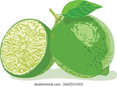 Fresh and vibrant vector illustration of a juicy lemon with leaves. Perfect for food packaging, summer designs, kitchen decor, and healthy lifestyle themes. Fully editable and scalable.