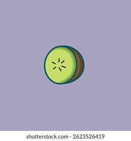 Fresh and vibrant vector illustration of a whole kiwi fruit with a textured brown skin and green interior. Perfect for food packaging, healthy lifestyle branding, and tropical-themed designs.