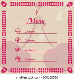 Fresh Vintage Ice Cream Juice Cake Pie Menu With Fruits