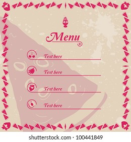 Fresh Vintage Ice Cream Juice Cake Pie Menu With Fruits