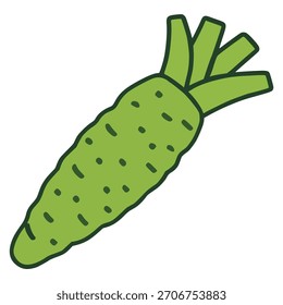 novo projeto de modelo de ilustração vetor de cor plana de raiz wasabi