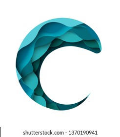 Fresh water - aqua splash logo design template. Vector abstract paper cut style drop. - Vector