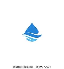 fresh water clean pure logo. drop water logo vector design. blue aqua water wave