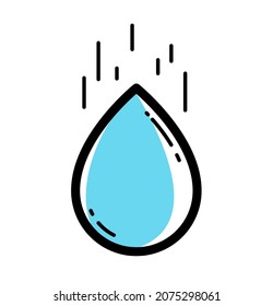 Fresh water drop or raindrop vector linear icon isolated on white background.