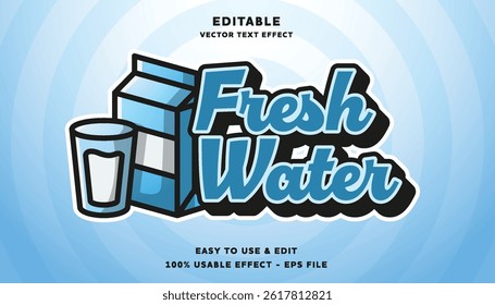 fresh water editable text effect with modern and simple style