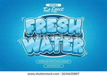 Fresh water editable text effect witih blue cartoon text style