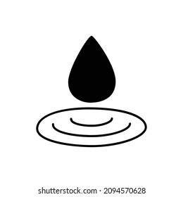 Fresh water Icon in black flat glyph, filled style isolated on white background