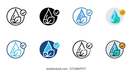 Fresh water icon set multiple style vector collection. Editable Stroke 
