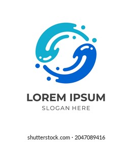 fresh water logo design with flat blue color style