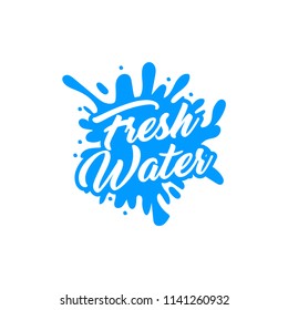 fresh water logo, spring water logo. Blue water splash vector logo collection.