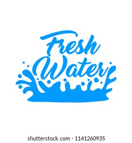 fresh water logo, spring water logo. Blue water splash vector logo collection.