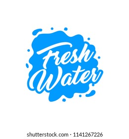 fresh water logo, spring water logo. Blue water splash vector logo collection.