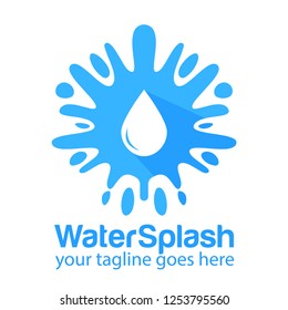 fresh water logo, spring water logo. Blue water splash vector logo collection.