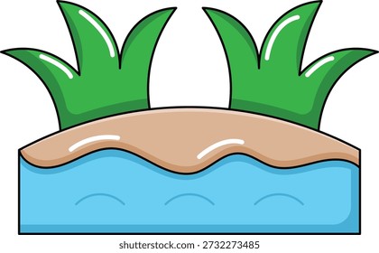 Agua dulce y ecosistema vegetal Ilustración plana