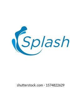 Fresh water, splash mineral water logo design icon simple minimalist, splashing pour wave blue clean liquid fluid design label.