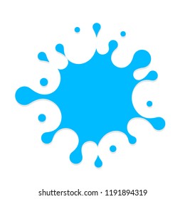 Fresh water splash vector icon. White blot, drop illustration. Water logo template. Blue paint sign design.