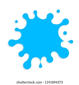 Fresh water splash vector icon. White blot, drop illustration. Water logo template. Blue paint sign design.