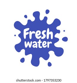 Fresh water splash vector icon. White blot, drop illustration. Water logo template. Blue paint sign design.