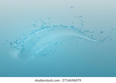 Fresh water splash wave with bubbles.
