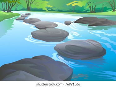 FRESH WATER STREAM IN TROPICAL FOREST