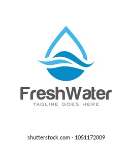 fresh water wave logo icon vector template