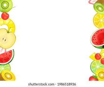 Fresh watercolor fruit vector frame