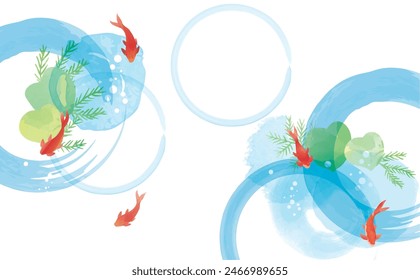 Fresh watercolor style goldfish Summer Water