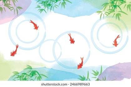 Fresh watercolor style goldfish Summer Water