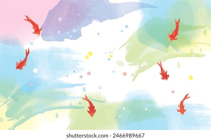 Fresh watercolor style goldfish Summer Water