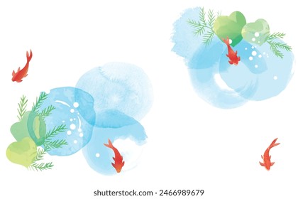 Fresh watercolor style goldfish Summer Water