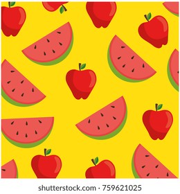 fresh watermelon and apples pattern background
