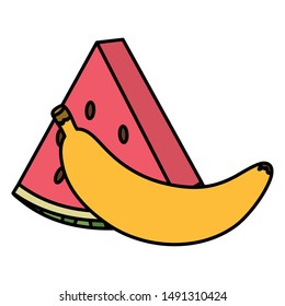 fresh watermelon and banana fruits