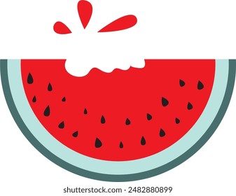 Fresh watermelon with bite marks from a vector