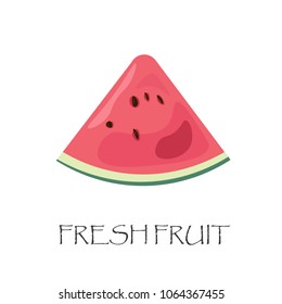 Fresh watermelon in flat style design. Great for logo with fruits, card, symbol, label, banner template. Vector illustration of organic ECO BIO product. 