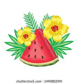 fresh watermelon fruit with floral decoration