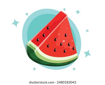 Fresh watermelon fruit healthy icon. Vector cartoon design element of watermelon, summer dessert icon, refreshing