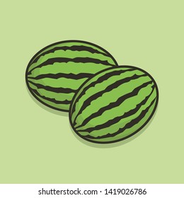 Fresh watermelon fruit icon vector.