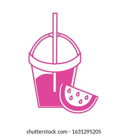 fresh watermelon fruit with milkshake vector illustration design