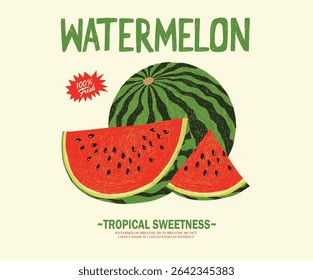 Fresh watermelon fruit print. Eat more fruit. Watermelon fruit club print design. Tropical sweetness artwork. Sweet watermelon t shirt artwork.