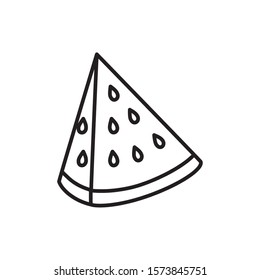 fresh watermelon fruit slice icon on white background vector illustration thick line