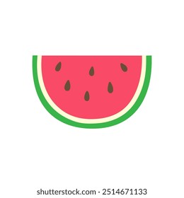 Fresh watermelon half slice on a white background.